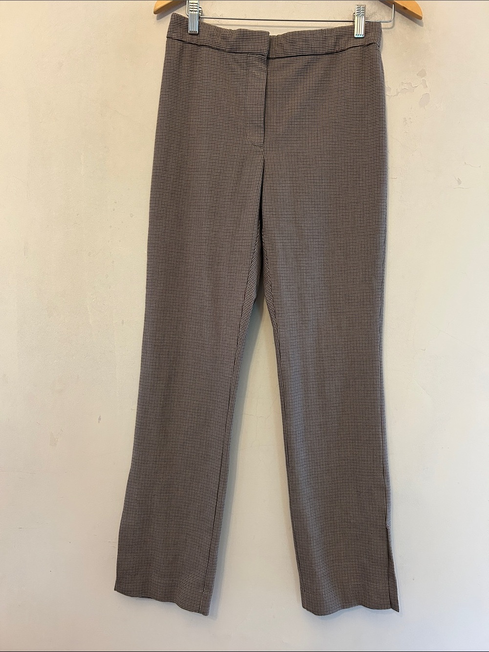 Babaton Straight Leg Textured Pants in Taupe Plaid Size 12 EUC